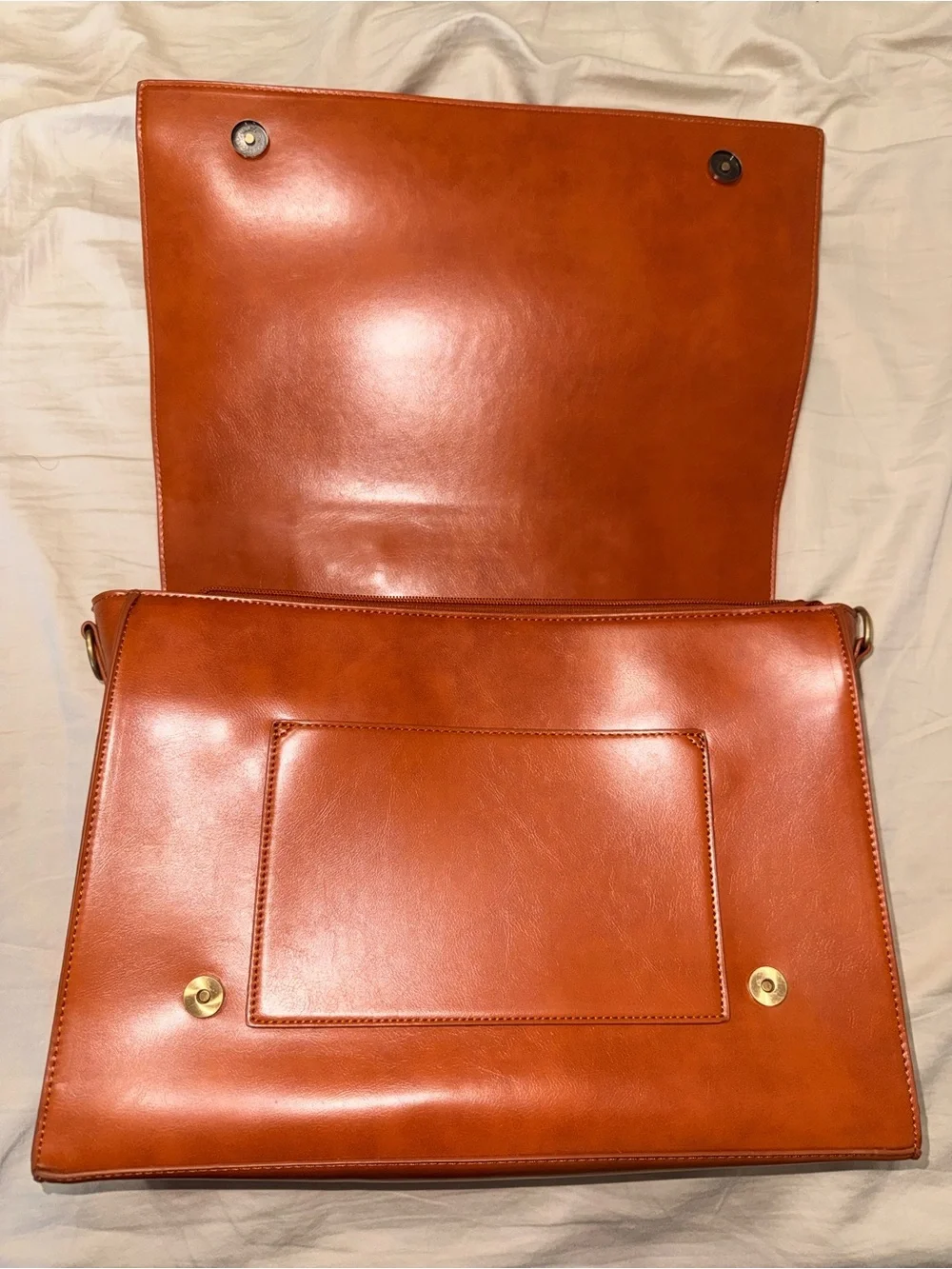 Women's Laptop Briefcase in Cognac Brown with Perforated Detail